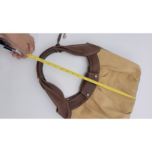 Fossil Hobo Tweed‎ Leather Bag Light Dark Brown Floral Lining silver buckle - Picture 4 of 16